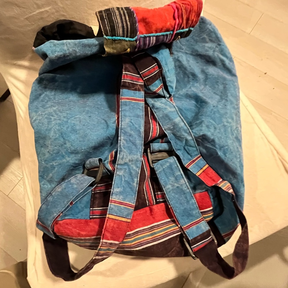 Patchwork‎ Peace Sign Backpack 100% cotton - Picture 2 of 6